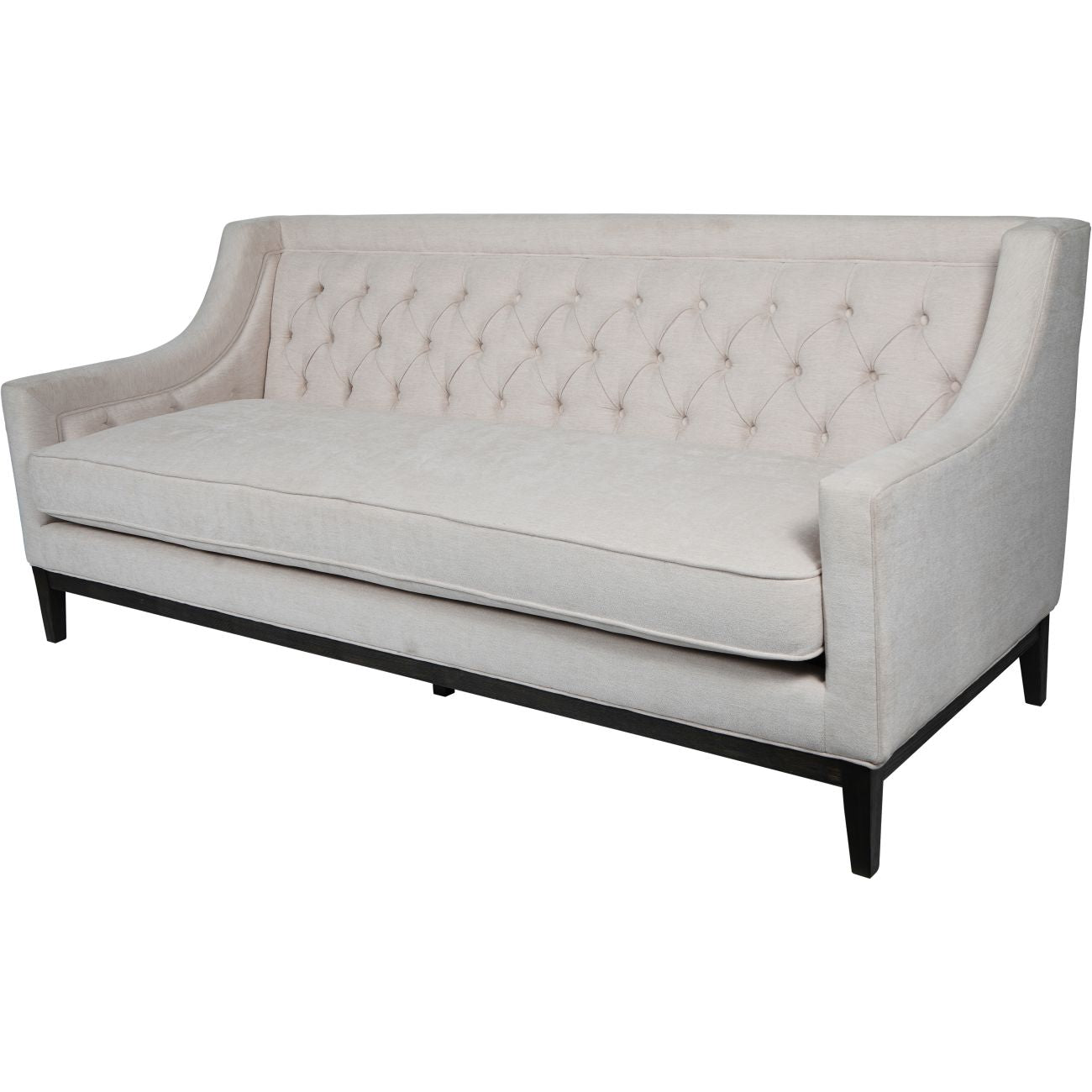 Theodore Buttoned Sofa in Ivory Fabric  | 3 Seater
